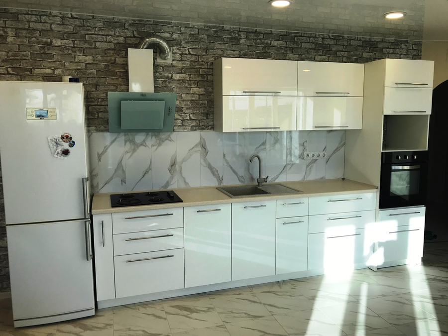 Белый кухонный гарнитур-Кухня МДФ в пластике «Модель 488»-фото1