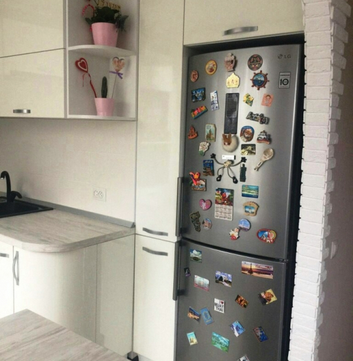 Белый кухонный гарнитур-Кухня из пластика «Модель 384»-фото3