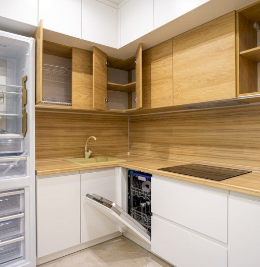 Белый кухонный гарнитур-Кухня МДФ в эмали «Модель 556»-фото11